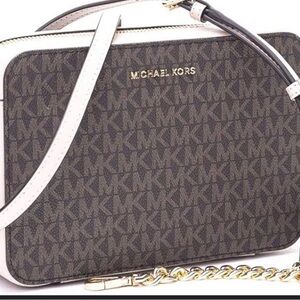 Michael Kors Jet Set Shoulder leather bag Brown and pink new